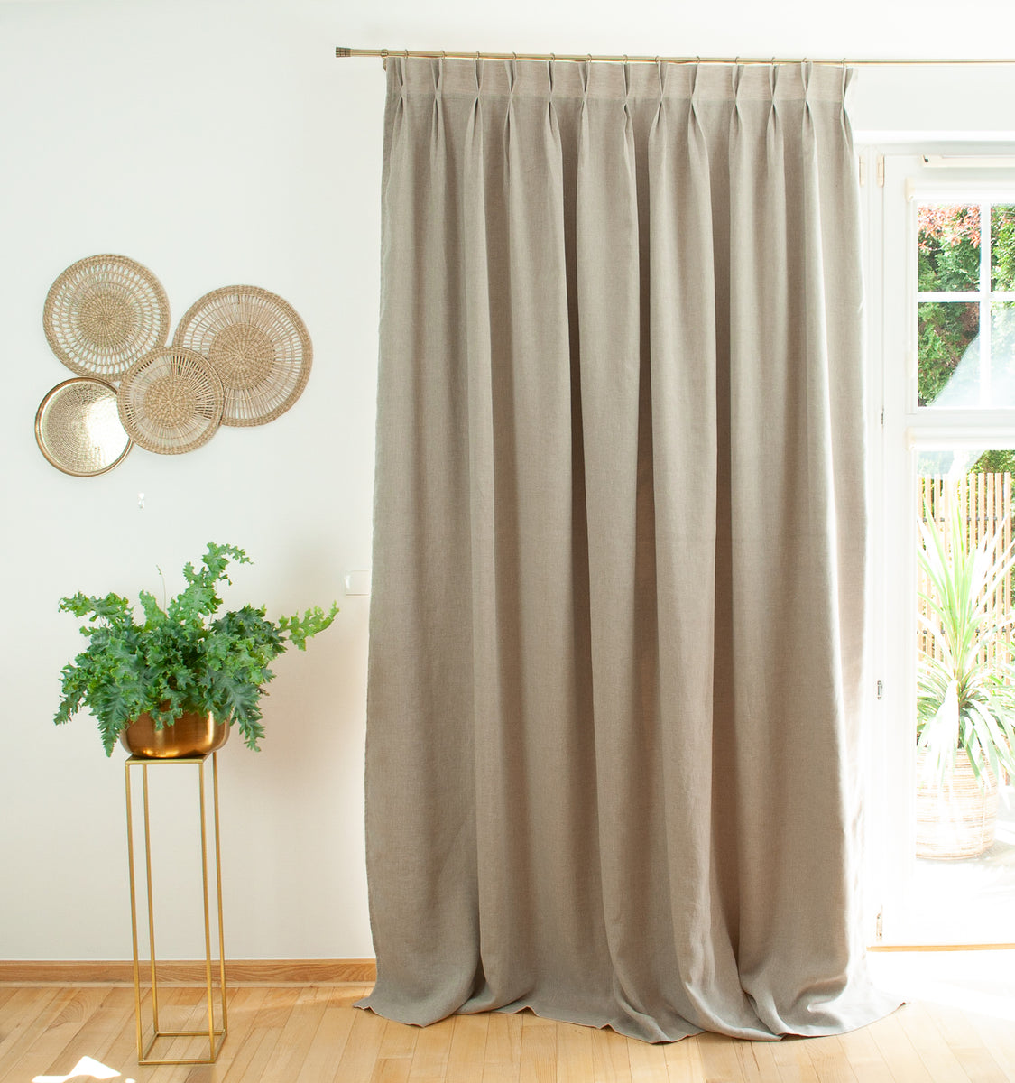 Double Pinch Pleat Linen Curtain With Cotton Lining Heading For Ring 3hlinen Australia